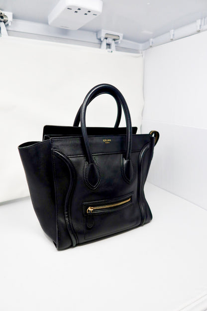 Celine Luggage Black Leather Tote Bag