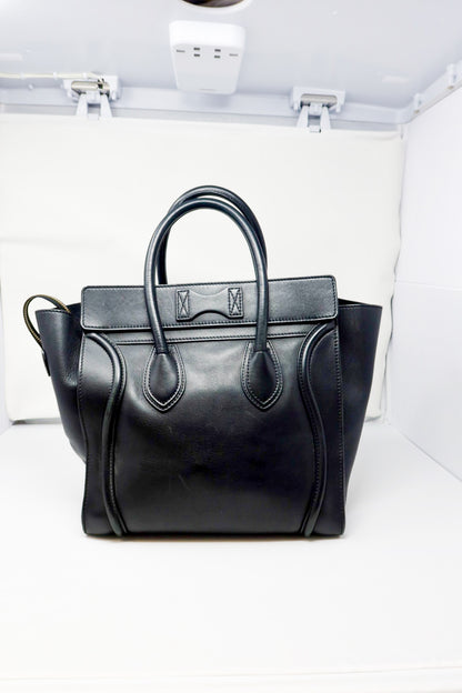 Celine Luggage Black Leather Tote Bag
