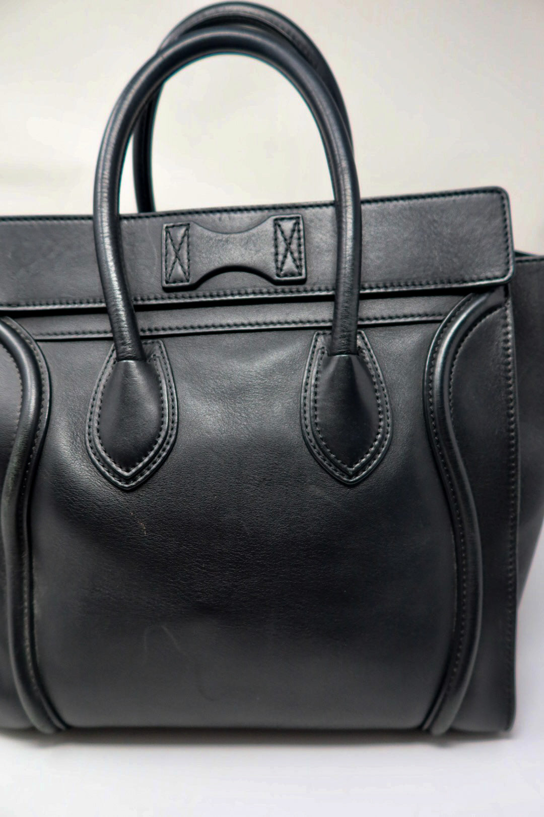 Celine Luggage Black Leather Tote Bag
