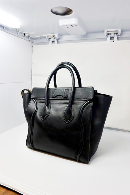 Celine Luggage Black Leather Tote Bag
