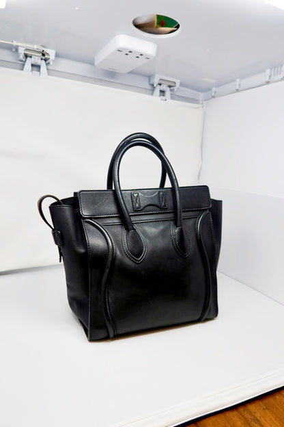 Celine Luggage Black Leather Tote Bag