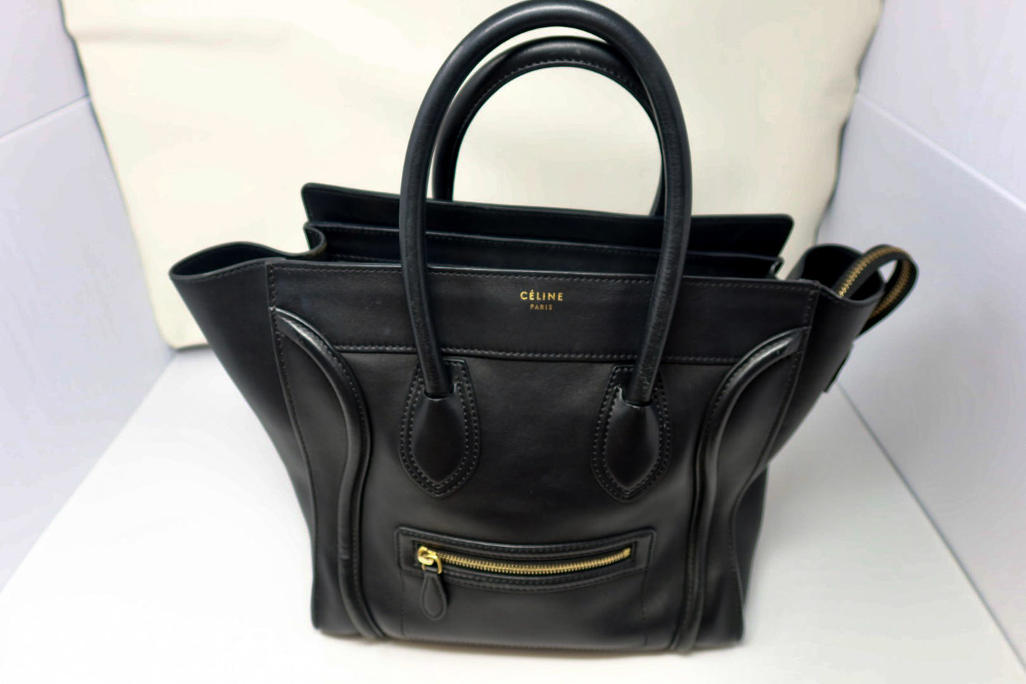 Celine Luggage Black Leather Tote Bag