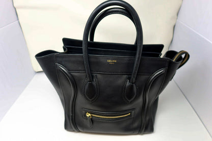 Celine Luggage Black Leather Tote Bag