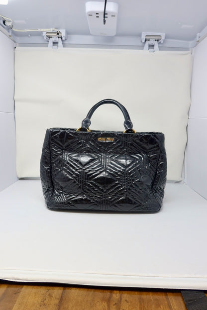 Miu Miu Matelasse Hand Bag Leather 2way Black