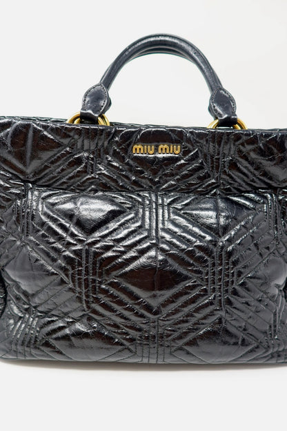 Miu Miu Matelasse Hand Bag Leather 2way Black