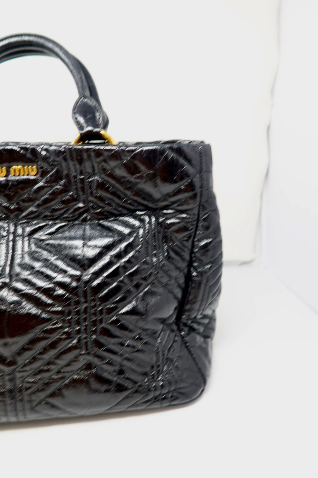 Miu Miu Matelasse Hand Bag Leather 2way Black