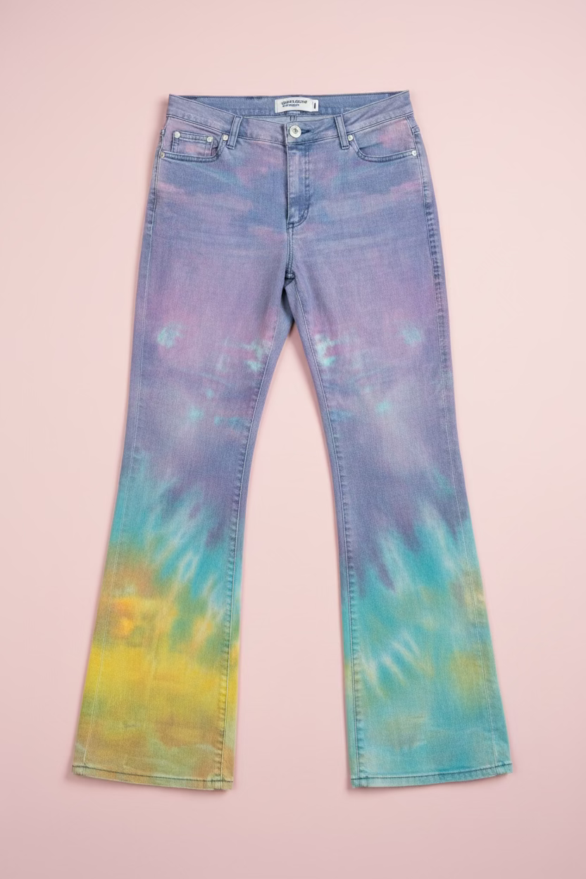 Cavalli Jeans Watercolor Tie-Dye Bootcut Jeans Y2K - Small
