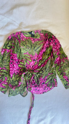 Vintage Nicole Miller Silk Tropical Print Set Y2K - Size 0