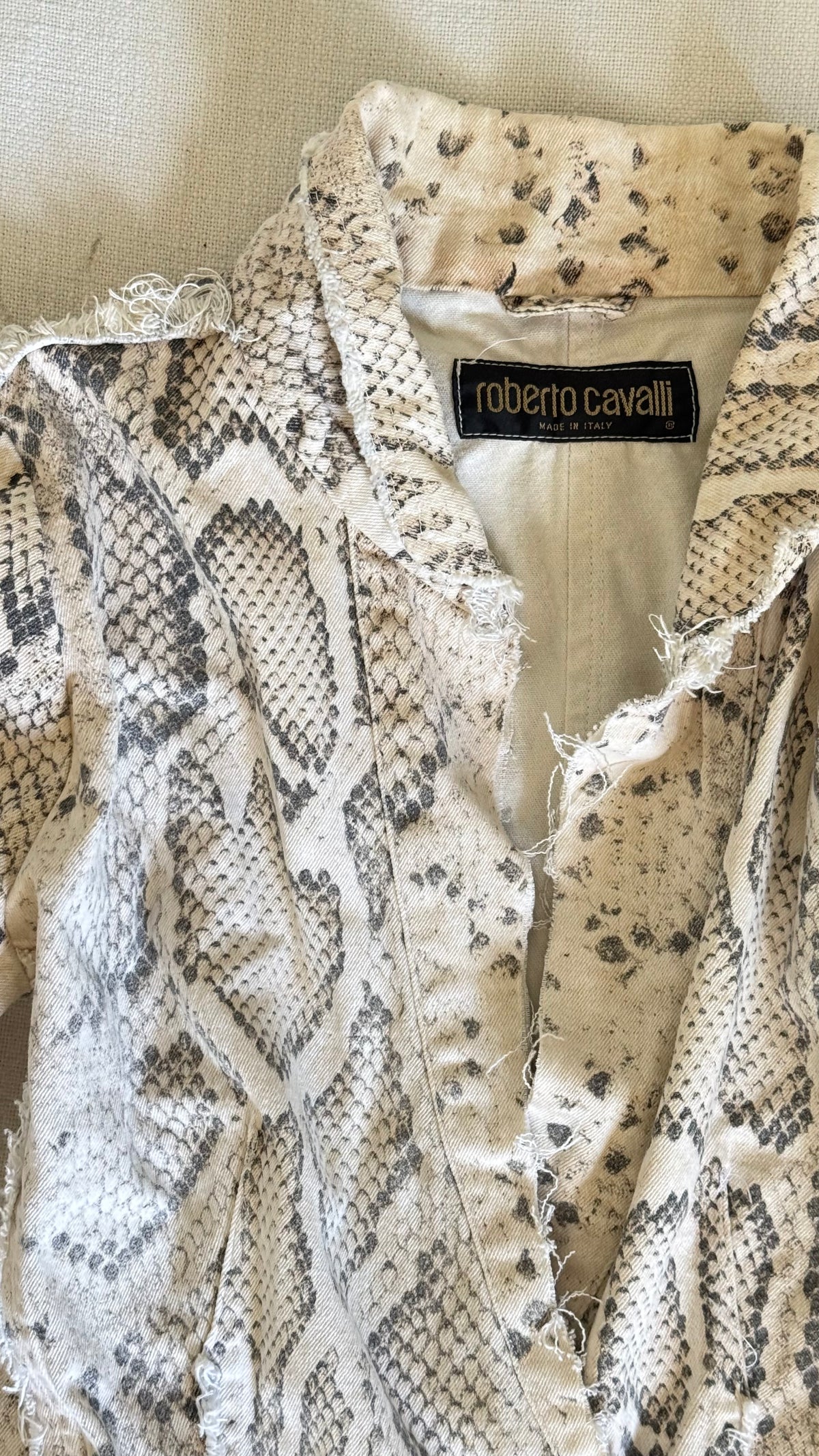 SS 1998 Roberto Cavalli Python Print Stretch Cotton Suit Set