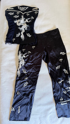 Blumarine by Anna Molinari Spring/Summer 2003 Runway Dragon Embroidered Bustier & Trouser Set