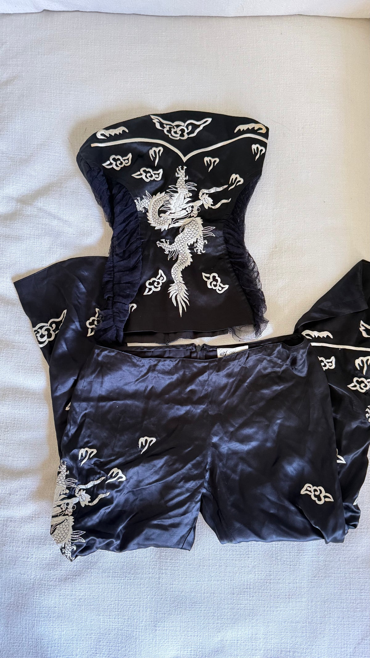Blumarine by Anna Molinari Spring/Summer 2003 Runway Dragon Embroidered Bustier & Trouser Set