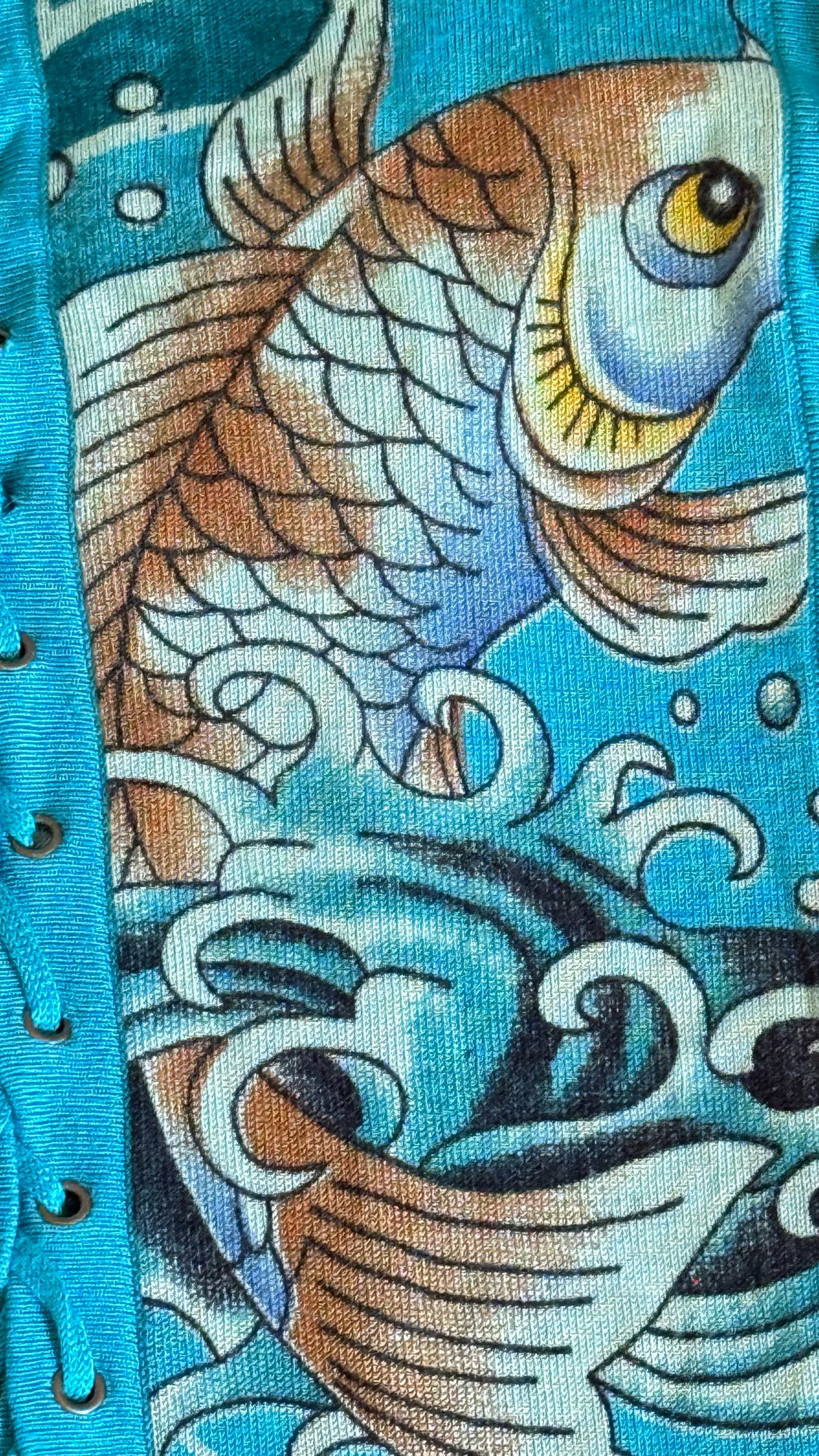 Ed Hardy by Christian Audigier Koi Fish Lace-Up Strapless Mini Dress - Size S