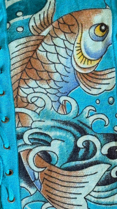 Ed Hardy by Christian Audigier Koi Fish Lace-Up Strapless Mini Dress - Size S