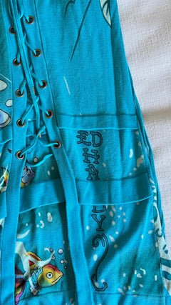 Ed Hardy by Christian Audigier Koi Fish Lace-Up Strapless Mini Dress - Size S