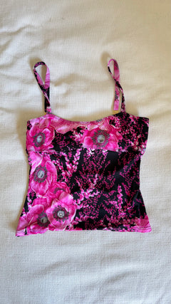 SS2002 Gianni Versace Couture by Donatella Versace Pink Poppy Floral Print Stretch Set