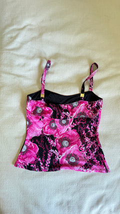 SS2002 Gianni Versace Couture by Donatella Versace Pink Poppy Floral Print Stretch Set