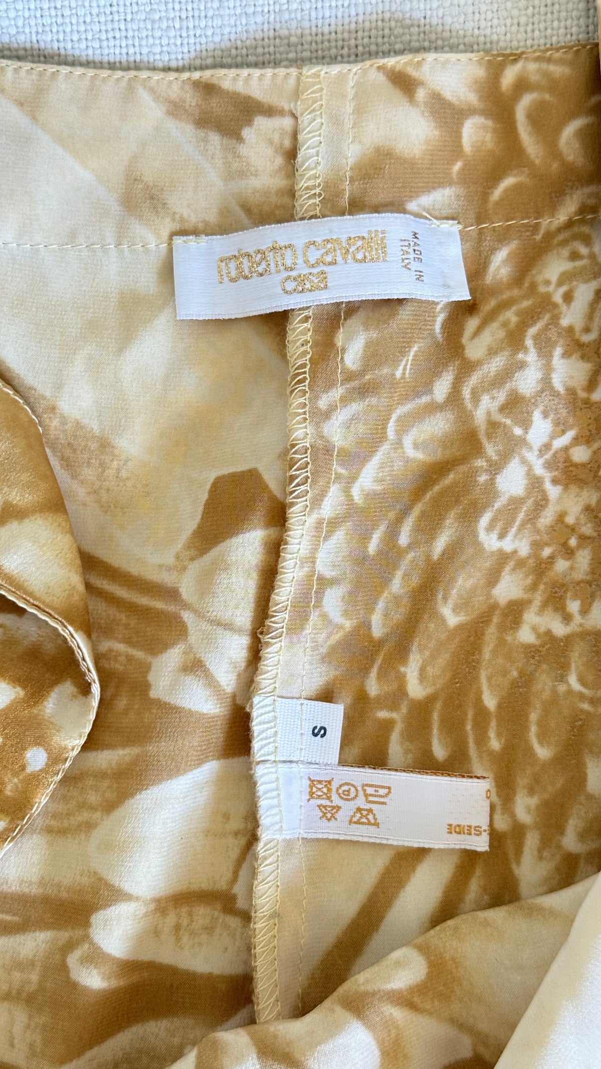Roberto Cavalli Gold Printed Silk Pajama Set (MULTIPLE WAYS TO WEAR)