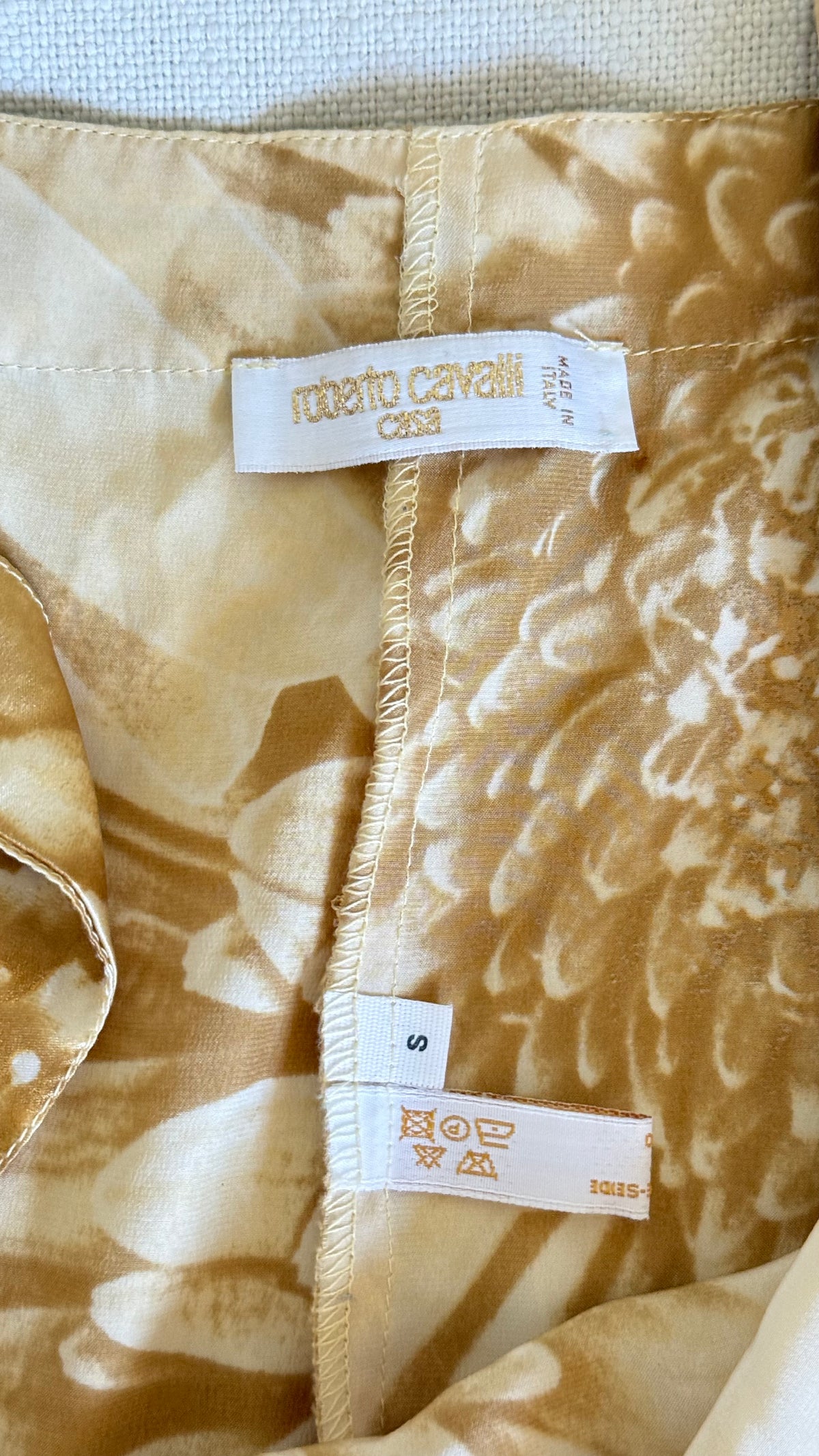 Roberto Cavalli Gold Printed Silk Pajama Set (MULTIPLE WAYS TO WEAR)