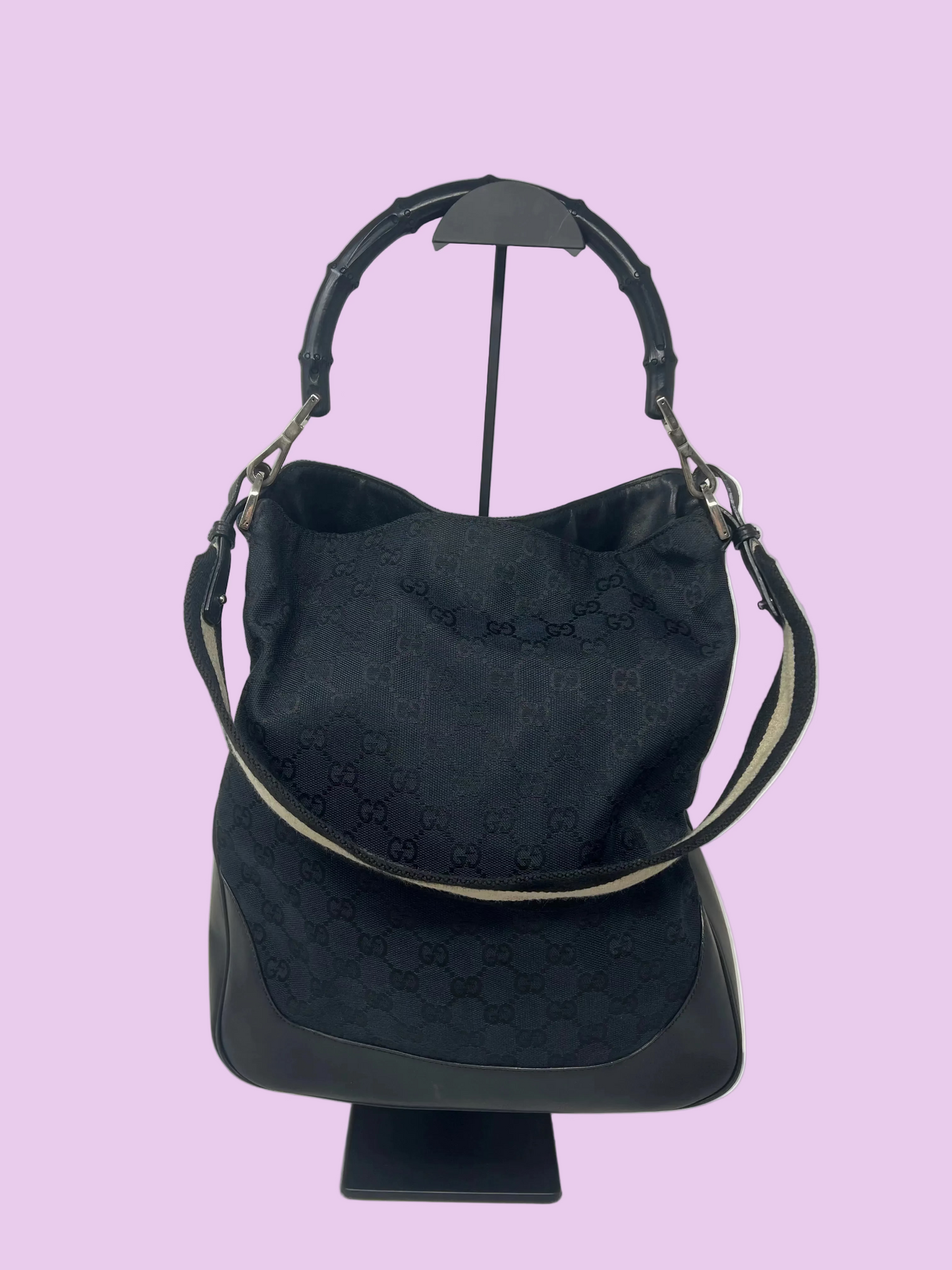 Gucci Black Bamboo Hobo with strap