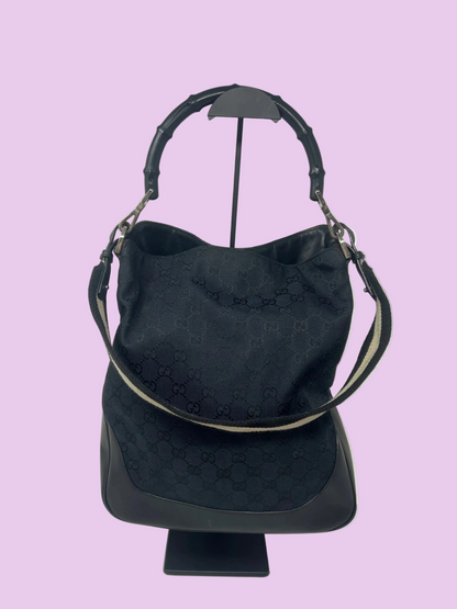 Gucci Black Bamboo Hobo with strap