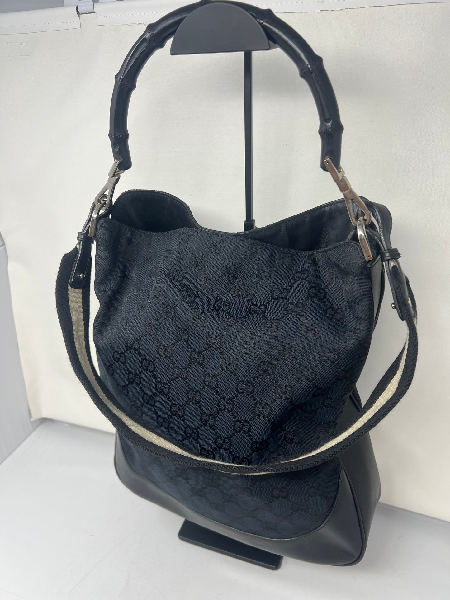 Gucci Black Bamboo Hobo with strap