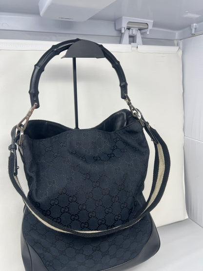 Gucci Black Bamboo Hobo with strap
