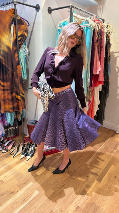 Moschino Jeans Purple Leopard Print Skirt