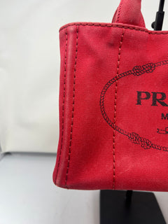Prada Canapa Convertible Red Tote Canvas Medium