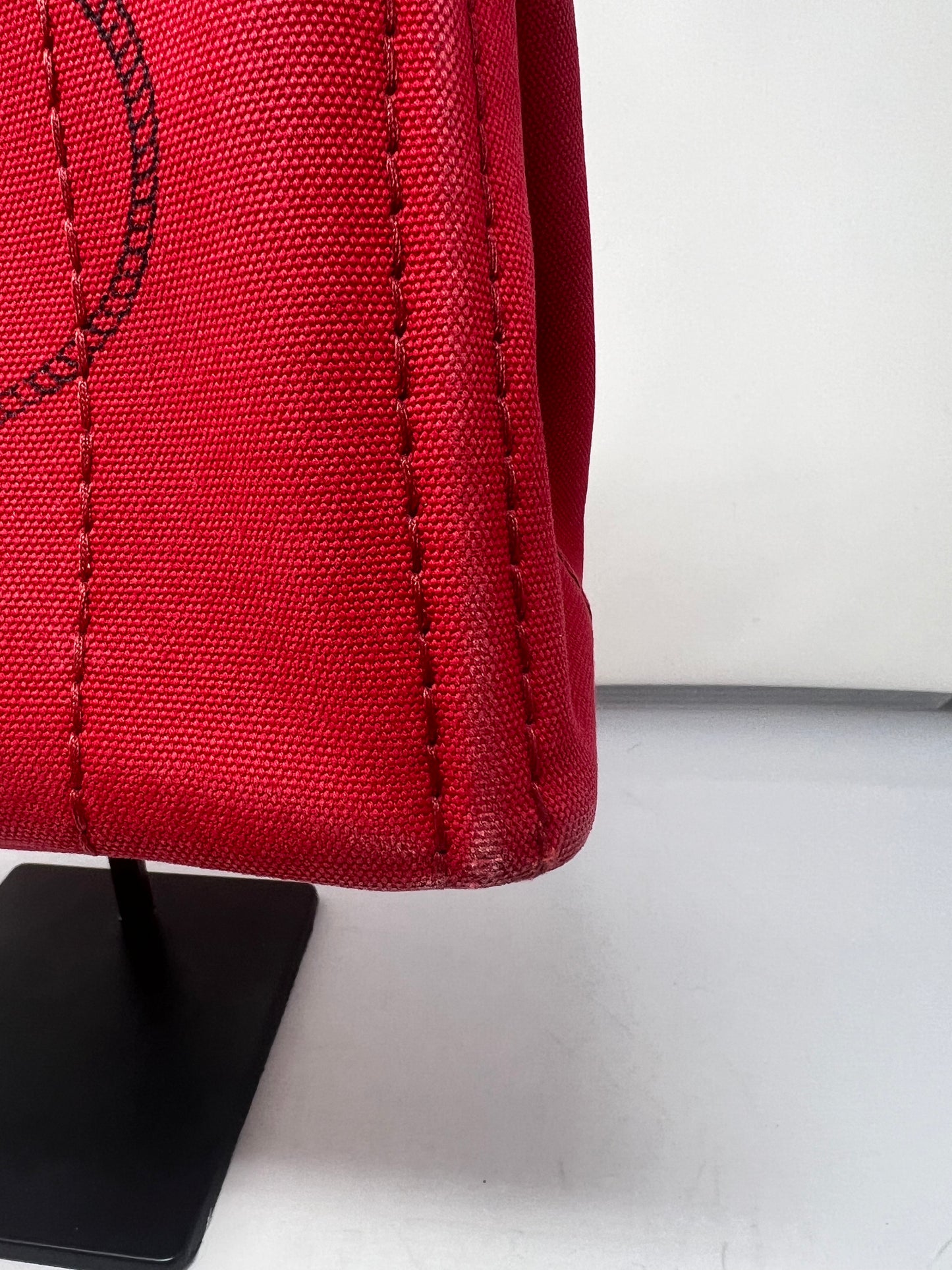 Prada Canapa Convertible Red Tote Canvas Medium