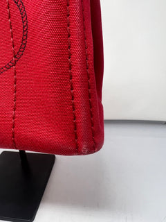 Prada Canapa Convertible Red Tote Canvas Medium