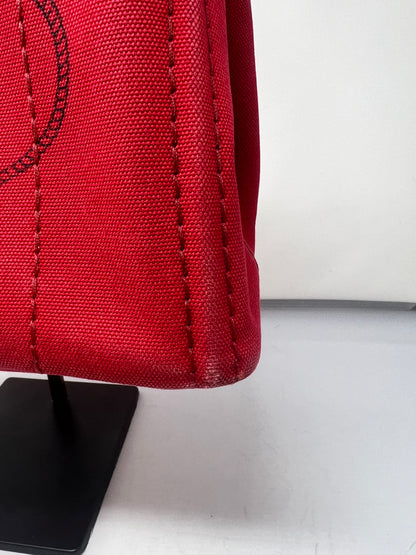 Prada Canapa Convertible Red Tote Canvas Medium