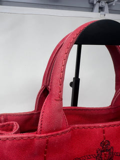 Prada Canapa Convertible Red Tote Canvas Medium