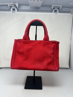 Prada Canapa Convertible Red Tote Canvas Medium