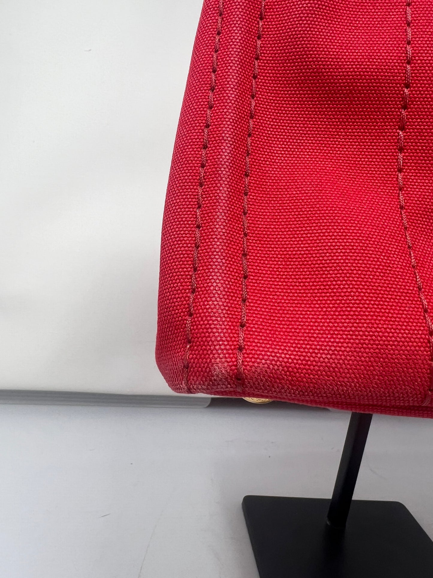 Prada Canapa Convertible Red Tote Canvas Medium