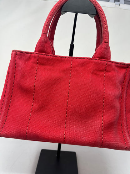 Prada Canapa Convertible Red Tote Canvas Medium