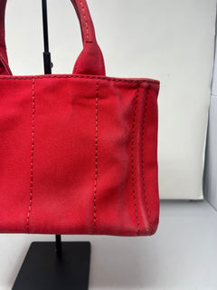 Prada Canapa Convertible Red Tote Canvas Medium