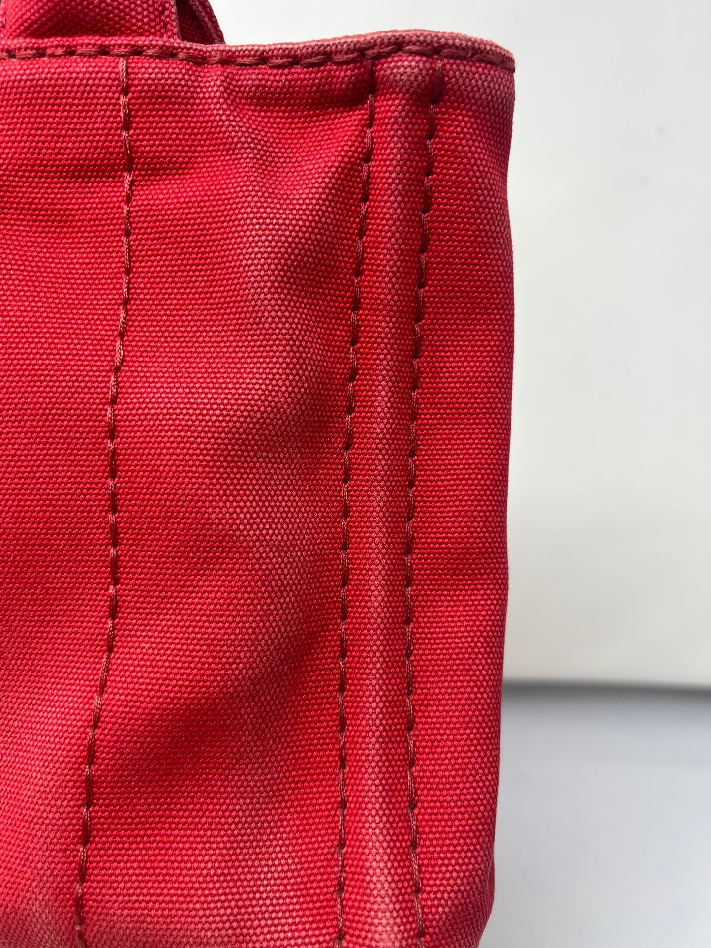 Prada Canapa Convertible Red Tote Canvas Medium