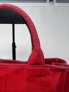 Prada Canapa Convertible Red Tote Canvas Medium