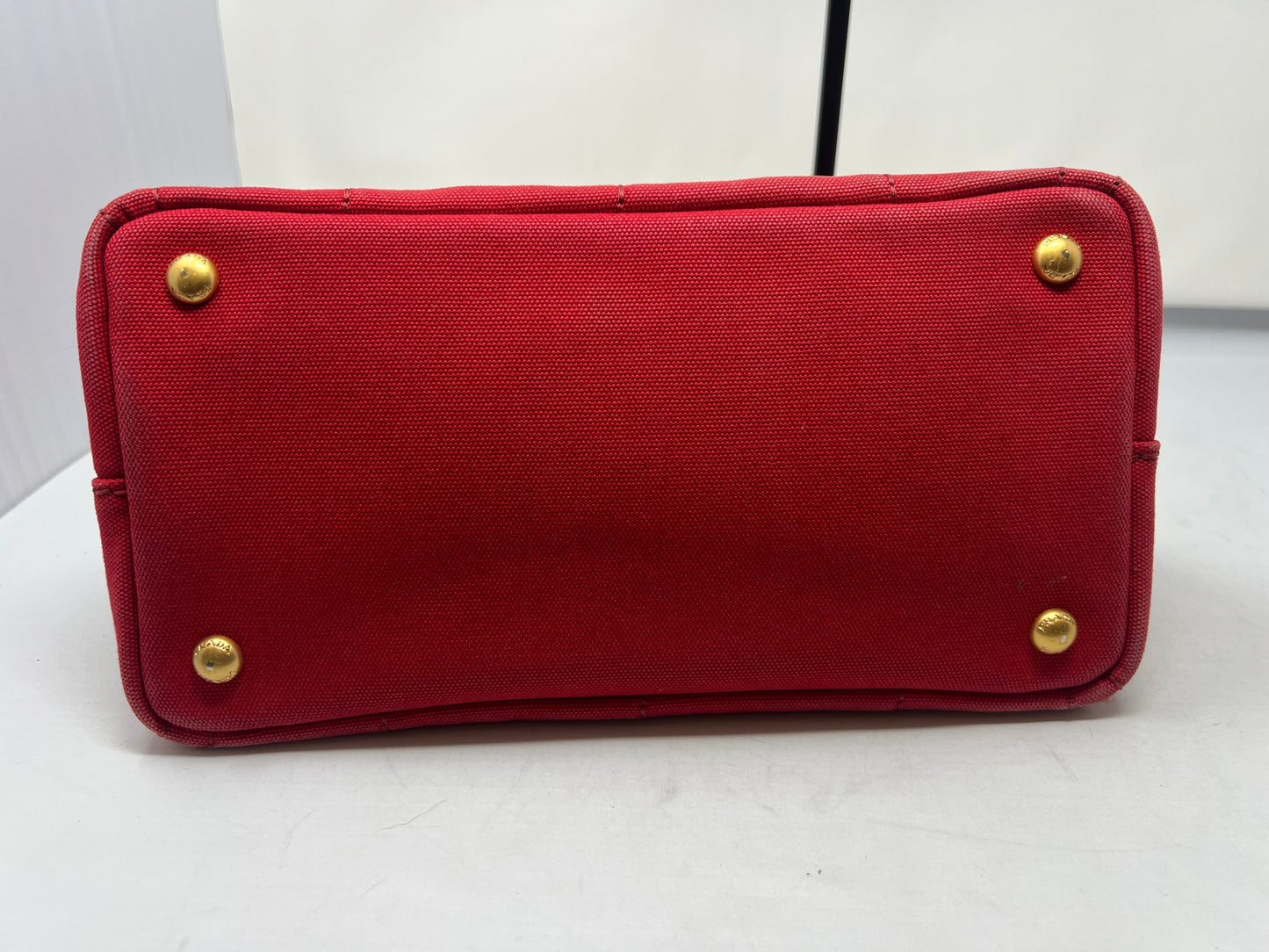 Prada Canapa Convertible Red Tote Canvas Medium