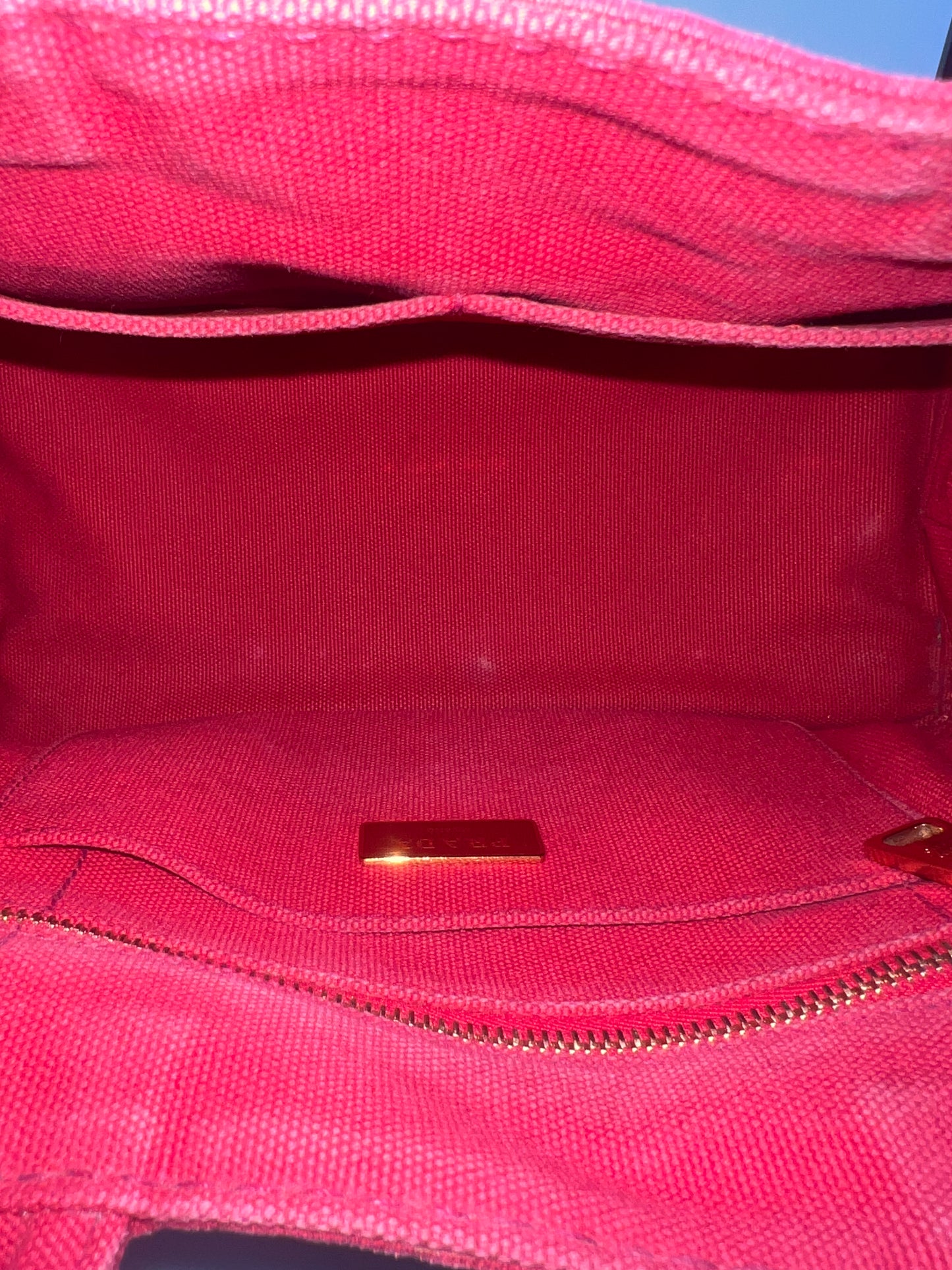 Prada Canapa Convertible Red Tote Canvas Medium