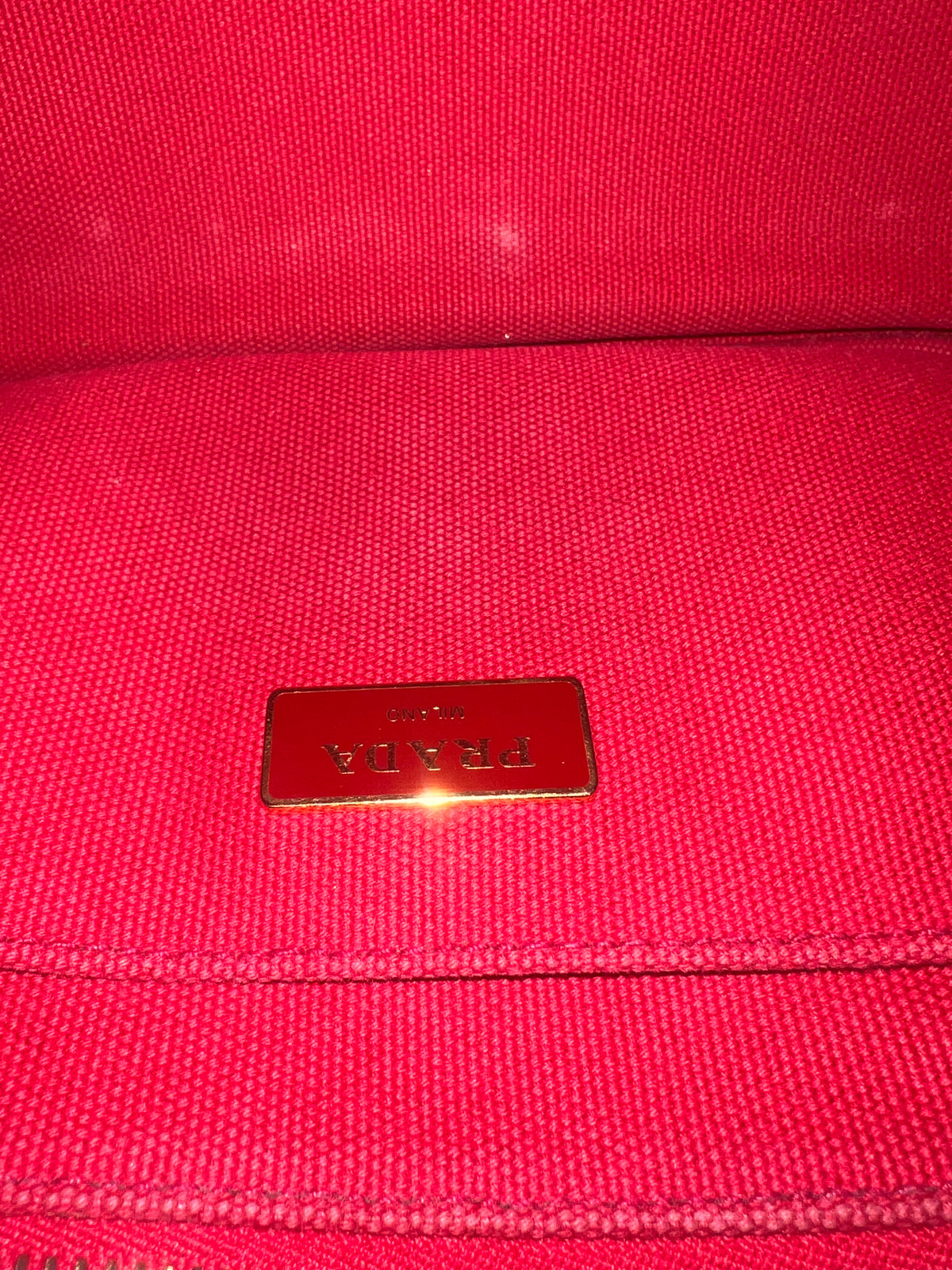 Prada Canapa Convertible Red Tote Canvas Medium