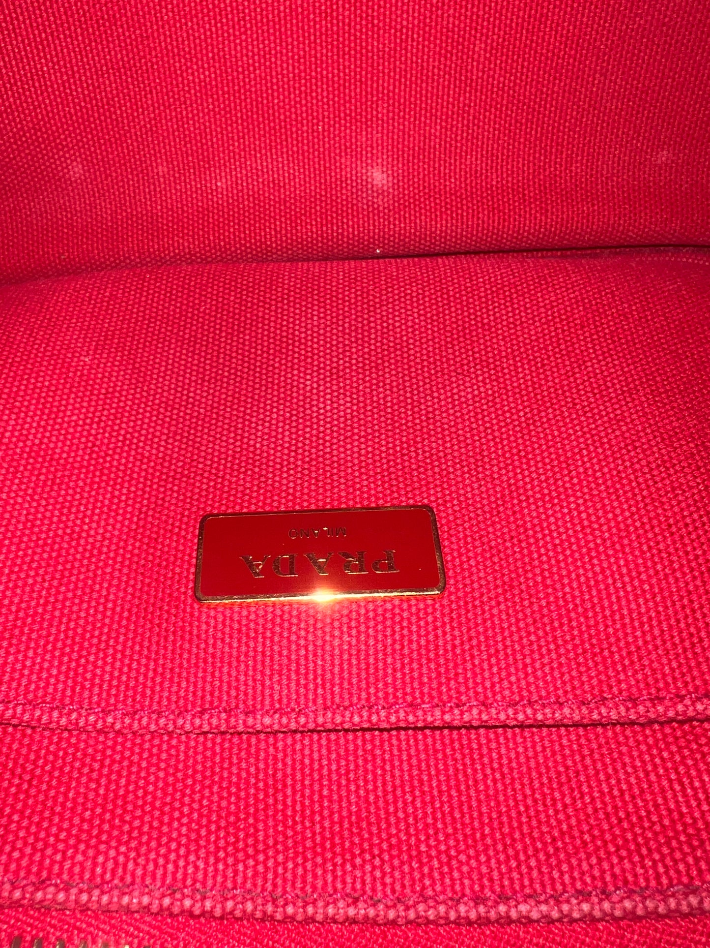 Prada Canapa Convertible Red Tote Canvas Medium