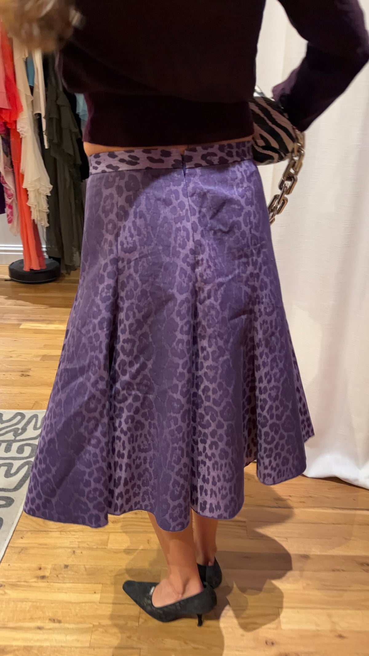 Moschino Jeans Purple Leopard Print Skirt