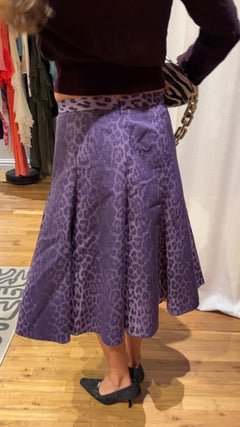 Moschino Jeans Purple Leopard Print Skirt