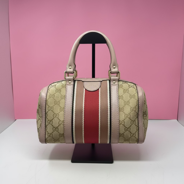 Gucci Vintage Web Boston Bag GG Canvas Medium with strap