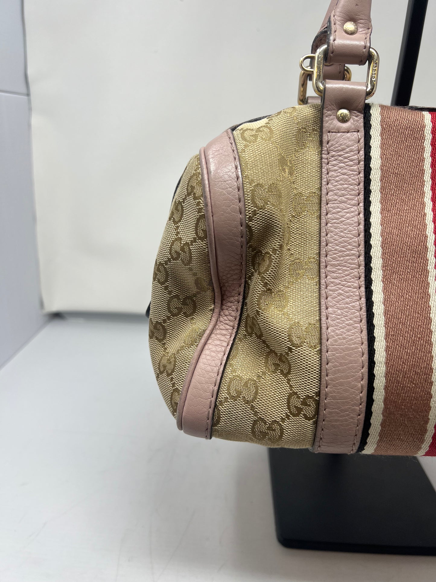 Gucci Vintage Web Boston Bag GG Canvas Medium with strap