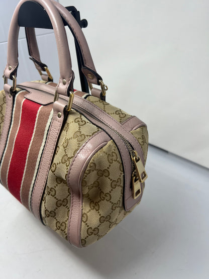 Gucci Vintage Web Boston Bag GG Canvas Medium with strap