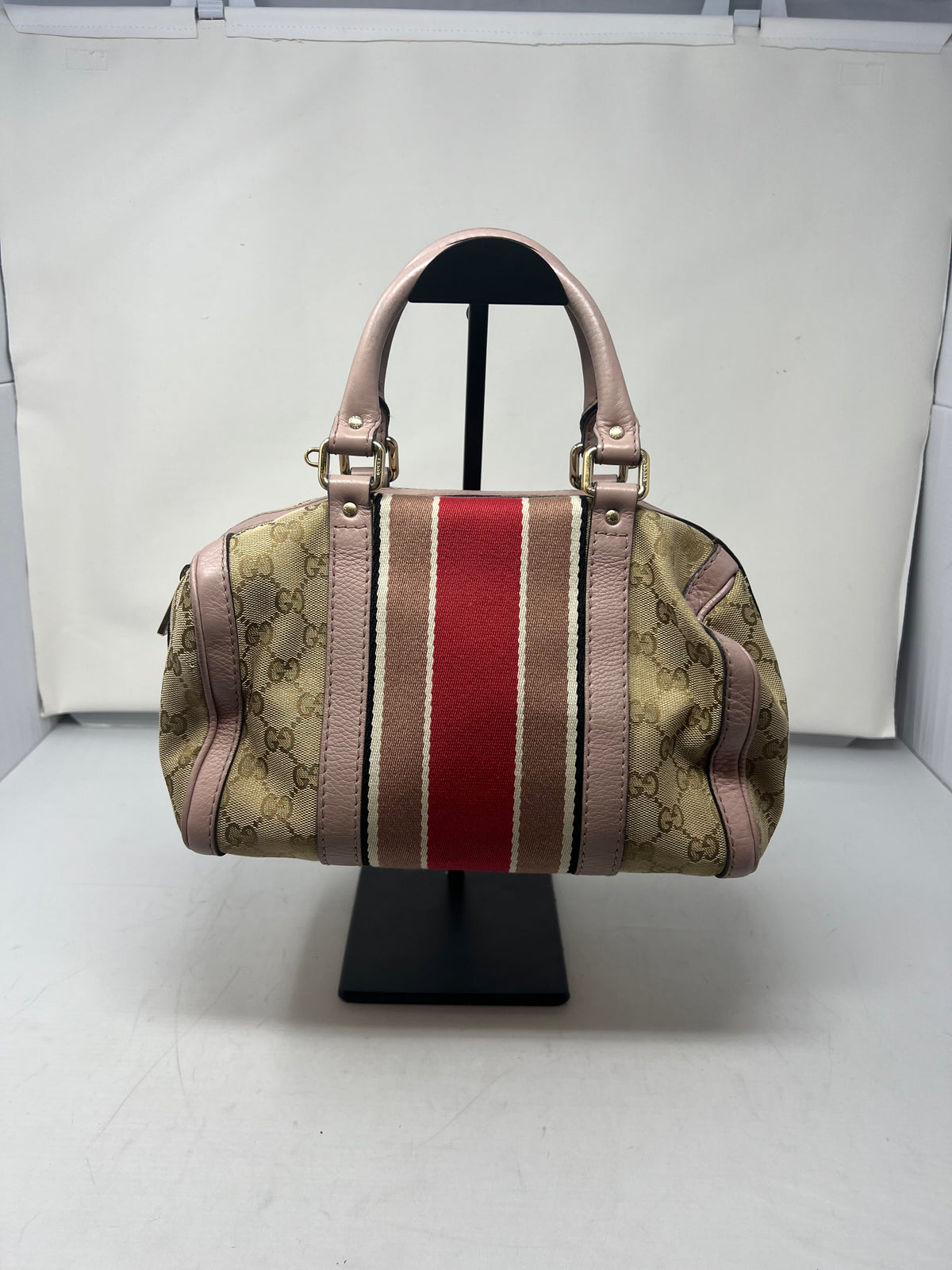 Gucci Vintage Web Boston Bag GG Canvas Medium with strap