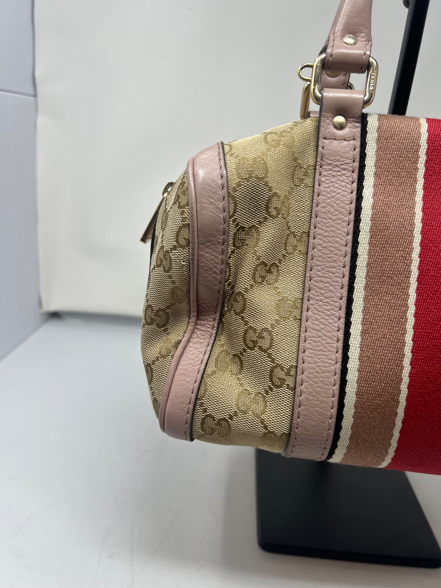 Gucci Vintage Web Boston Bag GG Canvas Medium with strap