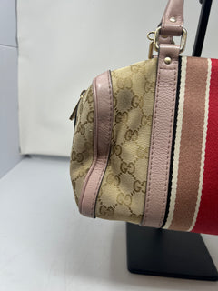 Gucci Vintage Web Boston Bag GG Canvas Medium with strap